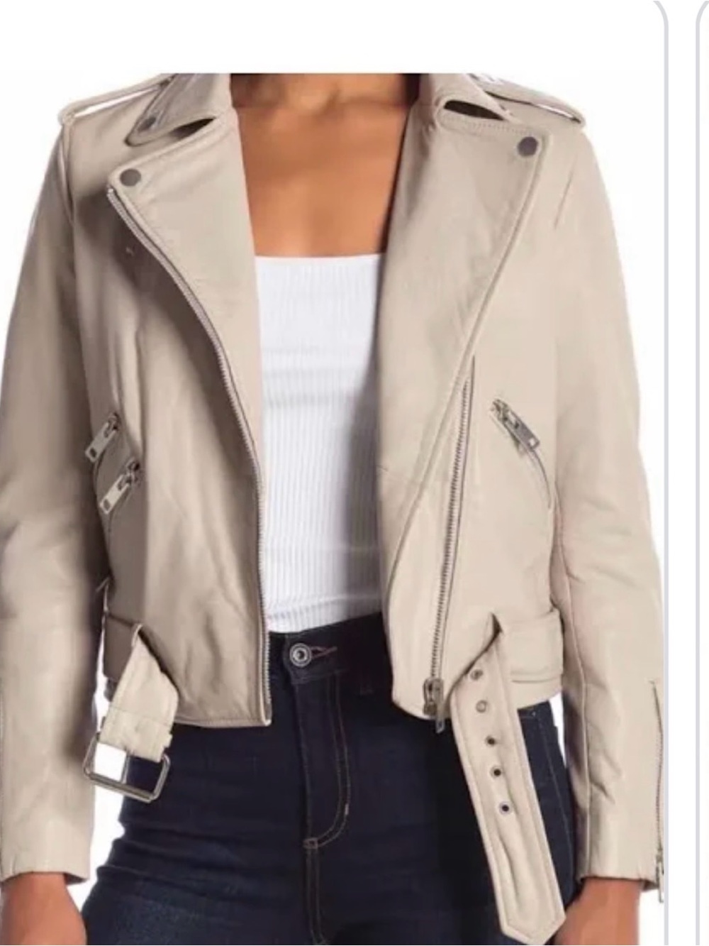 Walter Baker Cream Leather Moto Jacket